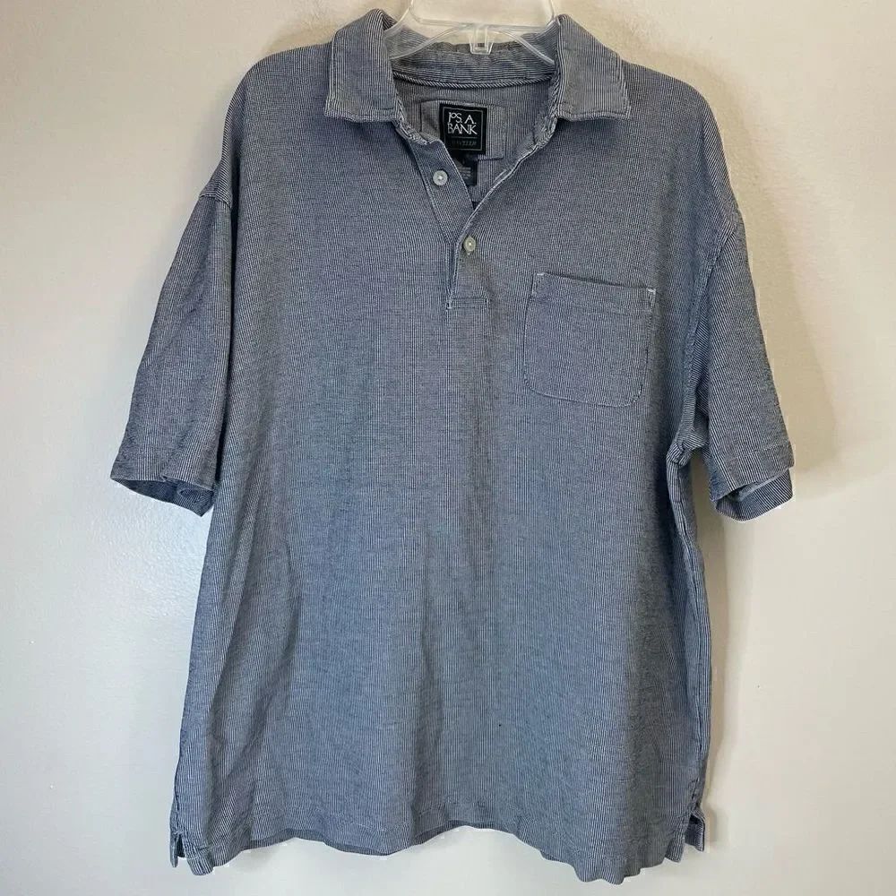 Jos A Bank Traveler| Large| 100% Cotton| Gingham print|Golf| Polo